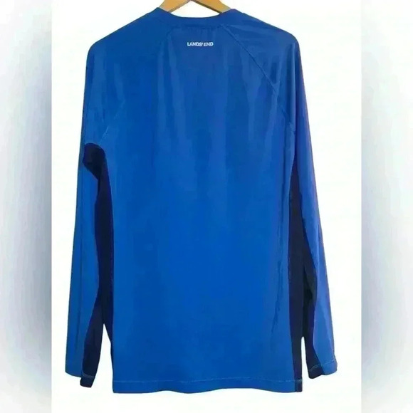 Set of 2 Lands’ End Men’s Long Sleeve Athletic Shirts Size Large Tall Blue Navy - Picture 5 of 15
